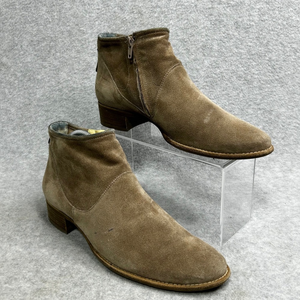 Paul Green Women Tan Suede Ankle Boots Zip Block Heel Made Austria US8 UK6.5